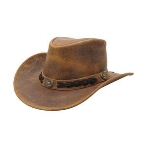 6628 Premium Australian Style Leather Cowboy Hat Shapeable Outback Hat For Men